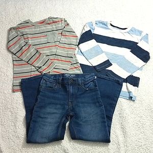 Boy's Coordinating set of Jeans and Two long sleeves Shirt. Size 6